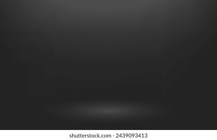 Black background with light effects. Empty Black studio room background. Dark background. Clean design for displaying product. Vector illustration.