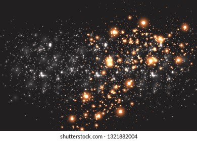 black background, lights shine. gold and black.