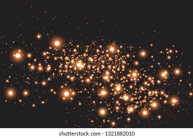 black background, lights shine. gold and black.