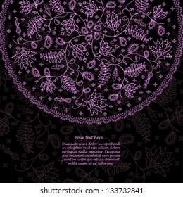 black background with lilac lace