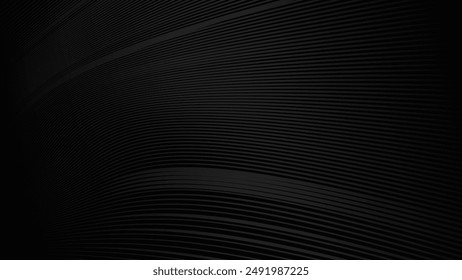 Black background with line curve design. Abstract vector illustration 