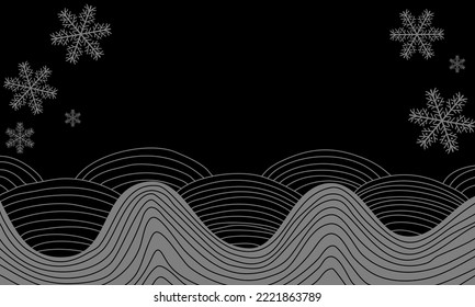 Black background line curve with snowflake new year Japanese design 