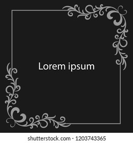 Black background. Line pattern vintage. Vector illustration.