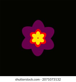 ein schwarzes Hintergrund-Logo-Design mit einem Blumenkonzept