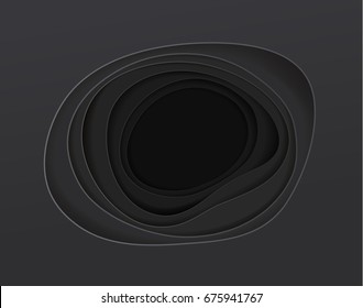 black background, looks like a deep layers hole floor. abstract paper art vector illustration