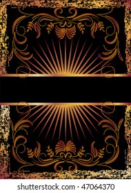 Black background with  luxurious copper ornament