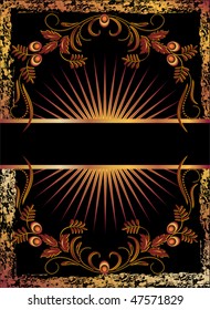 Black background with  luxurious copper ornament