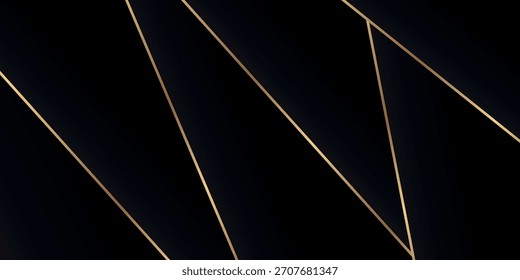 Fundo preto com um design luxuoso e moderno de formas geométricas e linhas de ouro. Conceito de plano de fundo premium para negócios, certificados de prêmio, apresentações e cartões de felicitações. VOL. 6