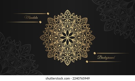 Black background  with mandala ornament