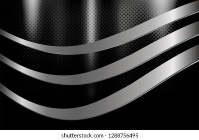 The black background and metallic curves