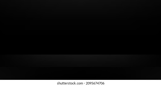 Fondo negro. Mínimo estante 3d. Habitación en 3d. Espacio para mostrar productos. Ilustración vectorial.
