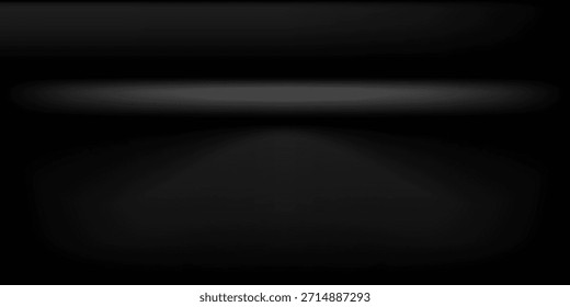 Schwarzer Hintergrund. Minimales 3D-Regal. Raum in der 3D. Für Hintergrund, Tapete, Hintergrund. Leerzeichen für Text. Vektorhintergrund.