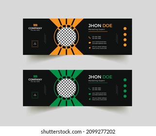 Diseño moderno de la firma de correo electrónico de fondo negro