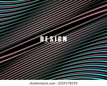 Black background with multicolored gradient wavy lines. Minimal layout design template for web pages and business presentations.