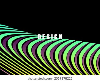 Black background with multicolored gradient wavy lines. Minimal layout design template for web pages and business presentations.