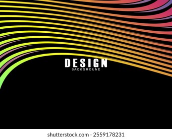Black background with multicolored gradient wavy lines. Minimal layout design template for web pages and business presentations.