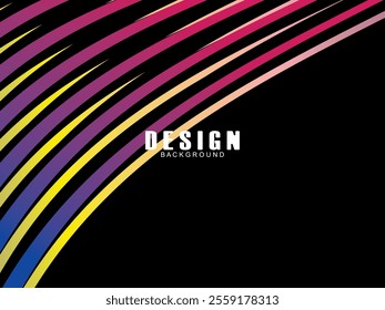 Black background with multicolored gradient wavy lines. Minimal layout design template for web pages and business presentations.