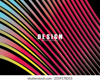 Black background with multicolored gradient wavy lines. Minimal layout design template for web pages and business presentations.
