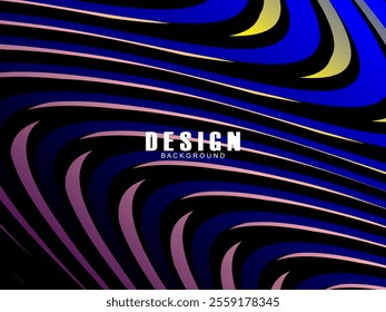 Black background with multicolored gradient wavy lines. Minimal layout design template for web pages and business presentations.