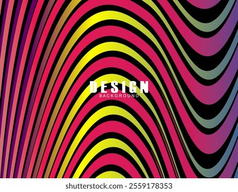 Black background with multicolored gradient wavy lines. Minimal layout design template for web pages and business presentations.