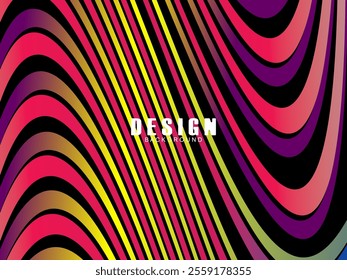 Black background with multicolored gradient wavy lines. Minimal layout design template for web pages and business presentations.