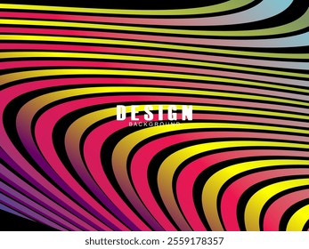 Black background with multicolored gradient wavy lines. Minimal layout design template for web pages and business presentations.