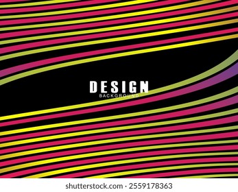 Black background with multicolored gradient wavy lines. Minimal layout design template for web pages and business presentations.