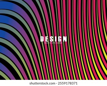 Black background with multicolored gradient wavy lines. Minimal layout design template for web pages and business presentations.