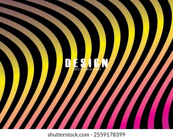 Black background with multicolored gradient wavy lines. Minimal layout design template for web pages and business presentations.