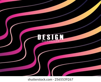 Black background with multicolored gradient wavy lines. Minimal layout design template for web pages and business presentations.