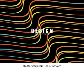 Black background with multicolored gradient wavy lines. Minimal layout design template for web pages and business presentations.	
