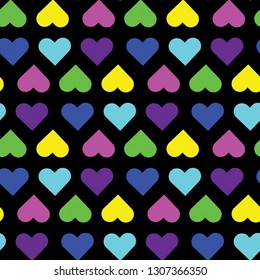 Black background with multicolored hearts