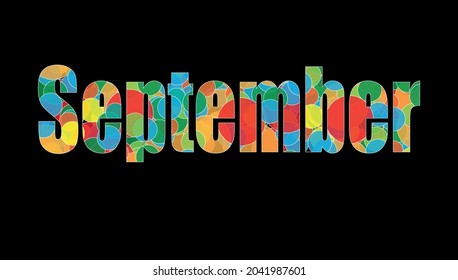 Black background with multicoloured lettering.