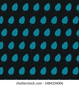 Black background on blue leaf pattern vector