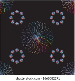 black background on colorful abstract shape pattern vector