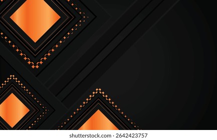 Fondo negro con diseño de forma geométrica de brillo de gradiente naranja