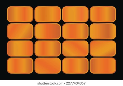 A black background and orange squares   the gold gradient color swatch color pantone