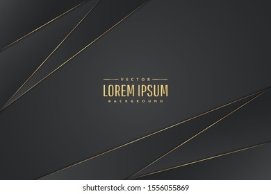 Black background overlap dimension grey with shiny realistic golden elements.Paper cut style. Vector illustration.Eps10