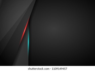 Black background overlap dimension Red and Blue frame layout vector illustration. message board for text and design modern website. Abstract metallic black frame layout modern tech design template.