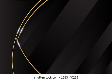 black background overlap layer dimension with line design for modern background or website