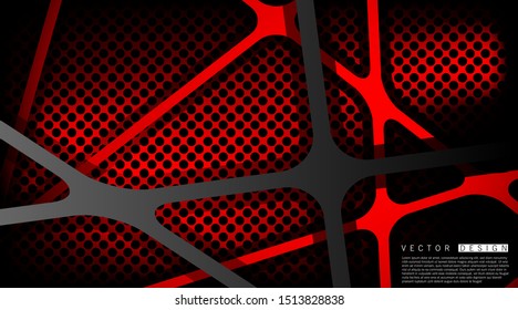 Black background overlapping vector. Realistic overlapping layers on a red background of a circle pattern. vector illustration.