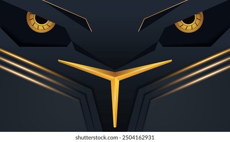 black background with a pair of eyes resembling the eyes of an eagle with a fierce feel. robotic, techno and spot backgrounds