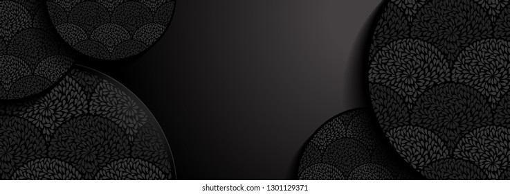 Black Background,  paper art abstract vector illustration.