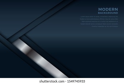Black background with papercut layers and silver glittering lines. Modern minimalistic of commercial discount event poster. Vector illustration.