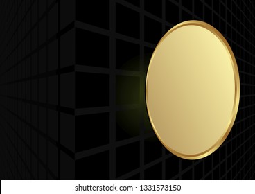 black background with perspective and golden banner
