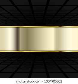 black background with perspective and golden banner
