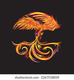 black background phoenix illustration vector