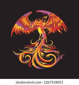 black background phoenix illustration vector