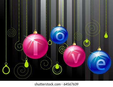 black background with pink and blue balls