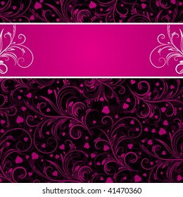 Black Background Pink Decorative Ornaments Many Stock Vector Royalty Free 41470360